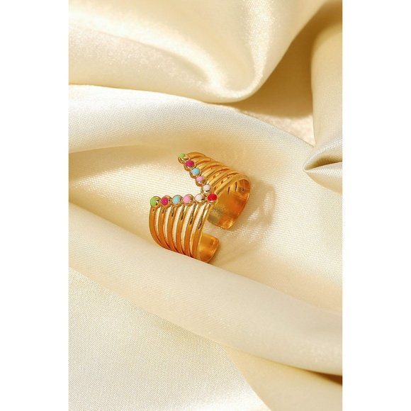 Candy Skies Decorative Enamel V-Shaped Open Ring - Picture 3 of 7